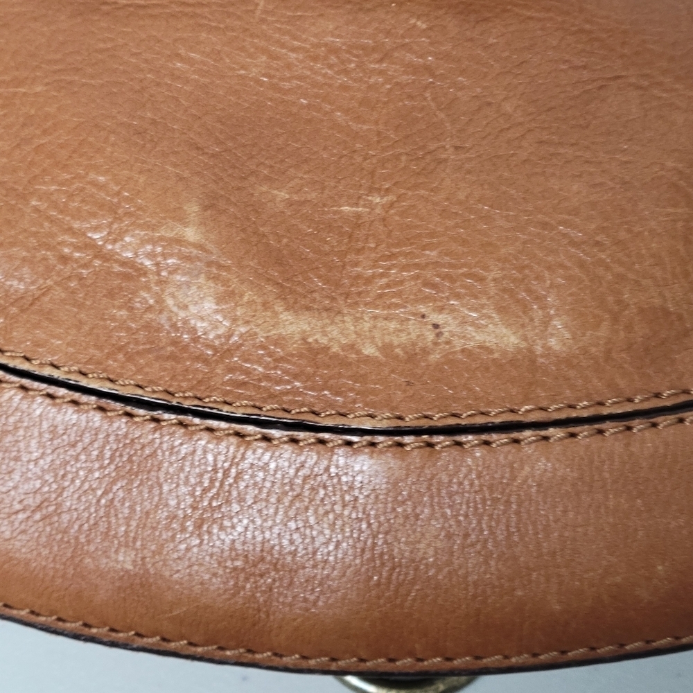 Michael Kors Vintage Studded Small Cognac Leather Saddle Shoulder Bag. - Picture 7 of 16